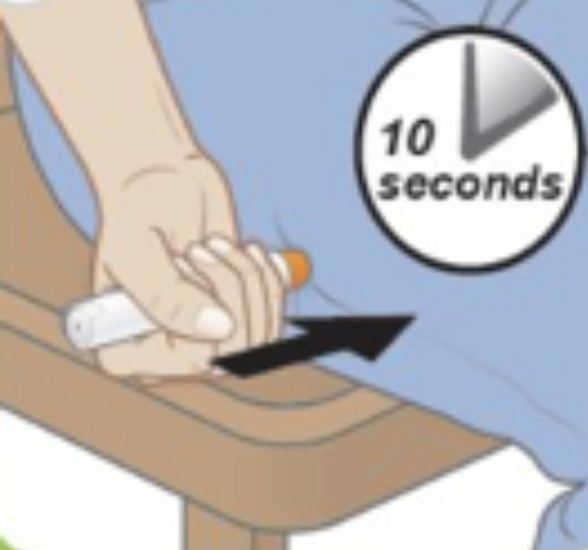 Illustration of how to use an Epi-Pen