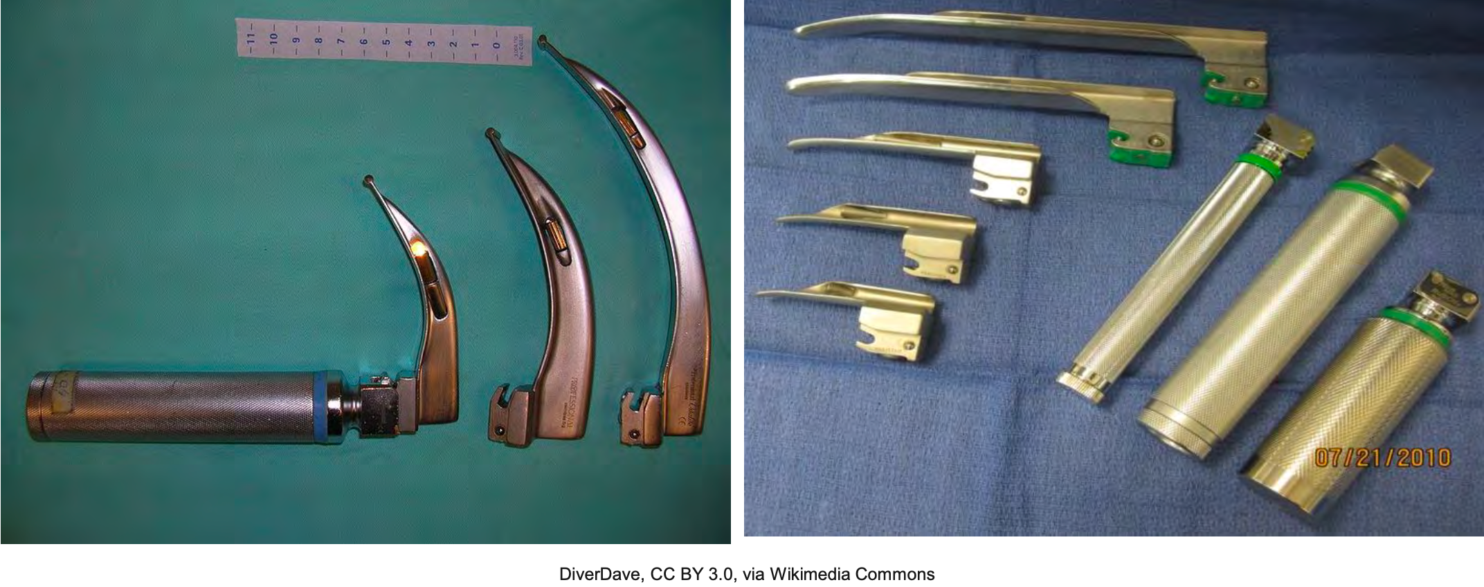 Laryngoscopes: Mac and Miller blades.